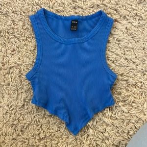SHEIN cobalt blue v crop top (ribbed material)